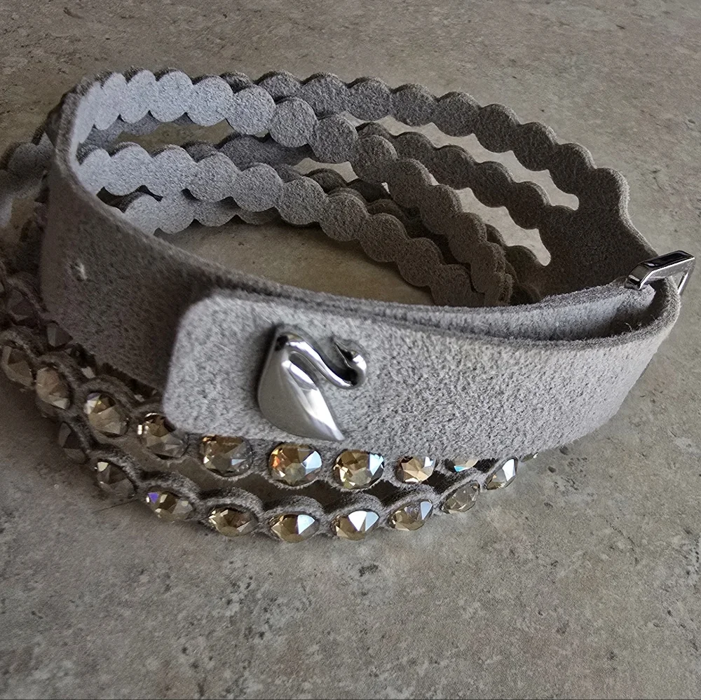 Swarovski Grey Suede Bracelet with Crystal Accents - Picture 4 of 8